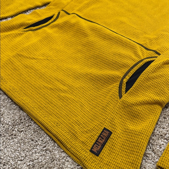 Melanzana Micro Grid Sunflower Yellow Fleece Hoodie Sweatshirt Women’s Size M - Picture 3 of 6